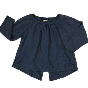 Madewell Slub Peasant Open Back Top Navy Size S